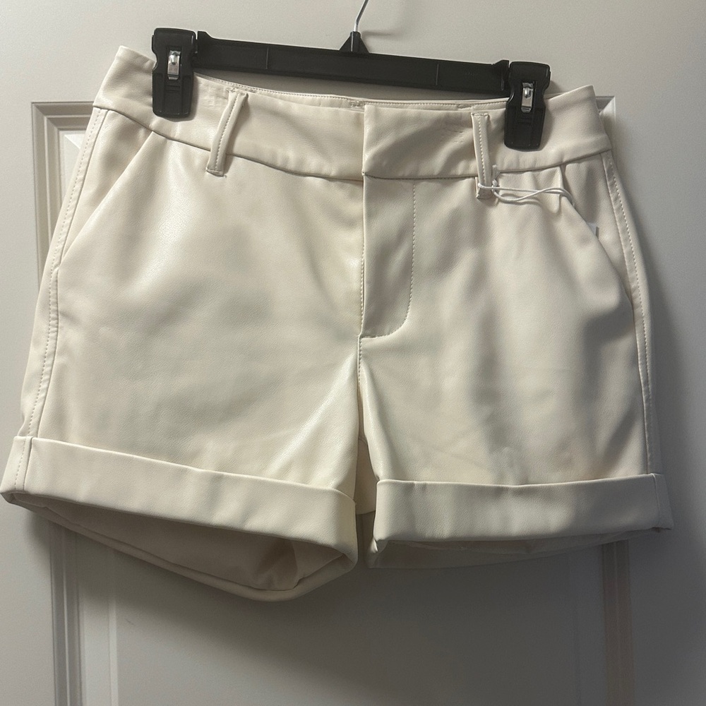 Dear John High Waist Cream Leather Shorts